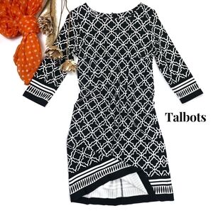 Talbots Black and White Patterned Dress 12p